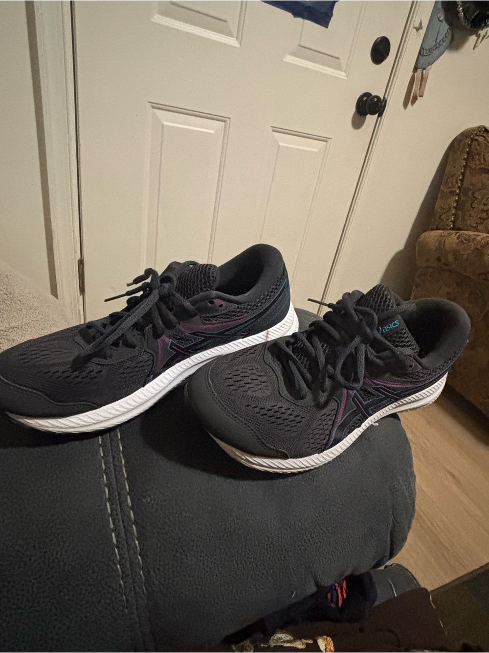 ASICS Women's Black Running Sneakers with Purple Accents